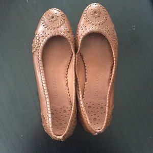 EUC! jack Rodgers brown leather flats size 8.